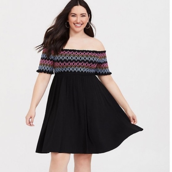 torrid Dresses & Skirts - NEW Torrid Smocked Off Shoulder Dress 1X